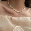 Elegant White Alloy Pearl Tassel Gratuated Bead Necklace GH1058 -Ada Fashion Elegant White Alloy Pearl Tassel Gratuated Bead Necklace1