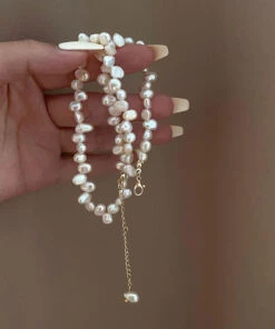 Elegant White Alloy Pearl Tassel Gratuated Bead Necklace GH1058 -Ada Fashion Elegant White Alloy Pearl Tassel Gratuated Bead Necklace2