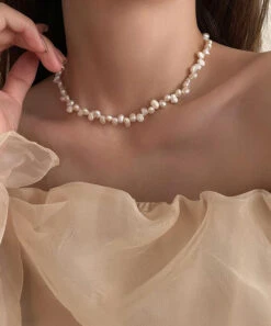 Elegant White Alloy Pearl Tassel Gratuated Bead Necklace GH1058 -Ada Fashion Elegant White Alloy Pearl Tassel Gratuated Bead Necklace4