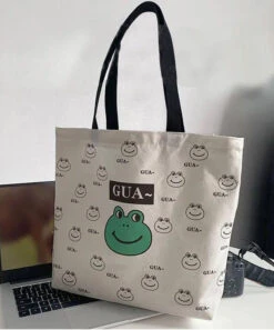 Elegant White Greenery Print Canvas Satchel Handbag LY1765 -Ada Fashion Elegant White Greenery Print Canvas Satchel Handbag3