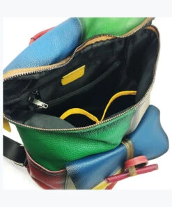 European And American Style Colored Genuine Cowhide Backpack HJ1026 -Ada Fashion European And American Style Colored Genuine Cowhide Backpack4