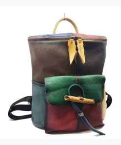 European And American Style Colored Genuine Cowhide Backpack HJ1026 -Ada Fashion European And American Style Colored Genuine Cowhide Backpack5