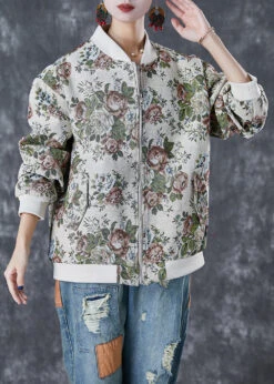 Fashion Beige Oversized Print Cotton Jackets Fall ML1838 -Ada Fashion Fashion Beige Oversized Print Cotton Jackets Fall3