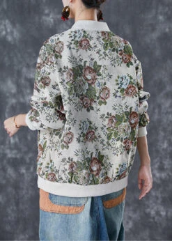 Fashion Beige Oversized Print Cotton Jackets Fall ML1838 -Ada Fashion Fashion Beige Oversized Print Cotton Jackets Fall4