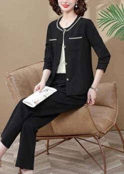 Fashion Black Pockets Patchwork Cardigans And Wide Leg Pants Two Pieces Set Long Sleeve ML0884 10 Fashion Black Pockets Patchwork Cardigans And Wide Leg Pants Two Pieces Set Long Sleeve ML0884 -Ada Fashion Fashion Black Pockets Patchwork Cardigans And Wide Leg Pants Two Pieces Set Long Sleeve Ada Fashion 164379066