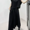 Fashion Black Zip Up Patchwork Tops And Skirts Cotton Two Pieces Set Fall LY9285