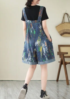 Fashion Blue Oversized Tie Dye Denim Jumpsuits Ripped Shorts Summer LY4978 -Ada Fashion Fashion Blue Oversized Tie Dye Denim Jumpsuits Ripped Shorts Summer4