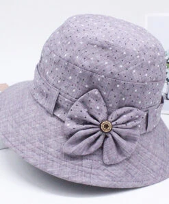 Fashion Blue Print Patchwork Bow Bucket Hat FA198 -Ada Fashion Fashion Blue Print Patchwork Bow Bucket Hat3