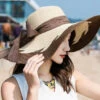 Fashion Coffee Bow Patchwork Straw Woven Beach Floppy Sun Hat LC0555 -Ada Fashion Fashion Coffee Bow Patchwork Straw Woven Beach Floppy Sun Hat1