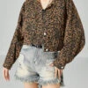 Fashion Coffee Peter Pan Collar Leopard Print Pockets Cotton Coats Spring LY2441 -Ada Fashion Fashion Coffee Peter Pan Collar Leopard Print Pockets Cotton Coats Spring1
