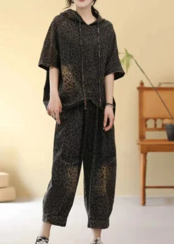 Fashion Leopard Hooded Patchwork Denim Two Piece Set Summer LY4074 -Ada Fashion Fashion Leopard Hooded Patchwork Denim Two Piece Set Summer4