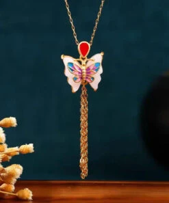 Fashion Purple Sterling Silver Overgild Agate Butterfly Tassel Pendant Necklace KX1063 -Ada Fashion Fashion Purple Sterling Silver Overgild Agate Butterfly Tassel Pendant Necklace4