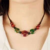 Fashion Red Agate Green Agate Golden Colored Stone Gratuated Bead Necklace ML0343 -Ada Fashion Fashion Red Agate Green Agate Golden Colored Stone Gratuated Bead Necklace Ada Fashion 161832756