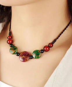Fashion Red Agate Green Agate Golden Colored Stone Gratuated Bead Necklace ML0343 9 Fashion Red Agate Green Agate Golden Colored Stone Gratuated Bead Necklace ML0343 -Ada Fashion Fashion Red Agate Green Agate Golden Colored Stone Gratuated Bead Necklace Ada Fashion 161832932
