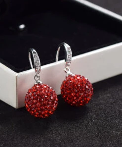 Fashion Red Sterling Silver Zircon Drop Earrings LY7819