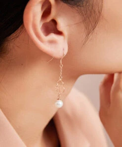 Fashion Rose Gold Sterling Silver Pearl Gourd Drop Earrings LY2012 -Ada Fashion Fashion Rose Gold Sterling Silver Pearl Gourd Drop Earrings3