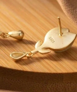 Fashion Yellow Sterlign Silver Inlaid Jade Leaf Drop EarringsLY8603 -Ada Fashion Fashion Yellow Sterlign Silver Inlaid Jade Leaf Drop Earrings Ada Fashion 150942568