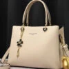 Fashionable And Versatile Apricot Leather Large Capacity Handbag ZX1015