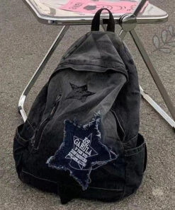 Fine Black Gradient Large CapacityDenim Backpack Bag ML2236