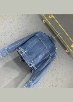 Fine Blue Peter Pan Collar Zip Up Patchwork Denim Jackets Fall ML0738 -Ada Fashion Fine Blue Peter Pan Collar Zip Up Patchwork Denim Jackets Fall Ada Fashion 163887531