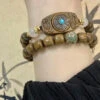 Fine Brown Turquoise Sandalwood Chain Bracelet ML0291 -Ada Fashion Fine Brown Turquoise Sandalwood Chain Bracelet Ada Fashion 161807611