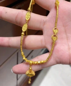 Fine Gold Sterling Silver Alloy Lotus Tassel Pendant Necklace KX1016 -Ada Fashion Fine Gold Sterling Silver Alloy Lotus Tassel Pendant Necklace5