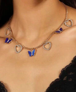 Fine Purple Sterling Silver Overgild Zircon Butterfly Love Pendant Necklace DF1011 -Ada Fashion Fine Purple Sterling Silver Overgild Zircon Butterfly Love Pendant Necklace4