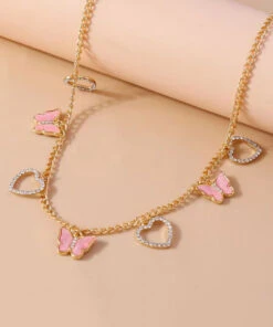 Fine Purple Sterling Silver Overgild Zircon Butterfly Love Pendant Necklace DF1011 -Ada Fashion Fine Purple Sterling Silver Overgild Zircon Butterfly Love Pendant Necklace5