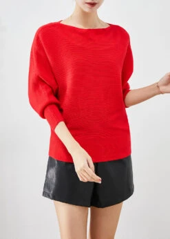 Fine Red Slash Neck Oversized Knit Sweater Tops Batwing Sleeve LY9330 -Ada Fashion Fine Red Slash Neck Oversized Knit Sweater Tops Batwing Sleeve3 2e352239 49ed 417a 93d8 91bff0a90174
