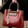 Fine Red Versatile Durable Leather Tote Handbag ZX1017 -Ada Fashion Fine Red Versatile Durable Leather Tote Handbag1