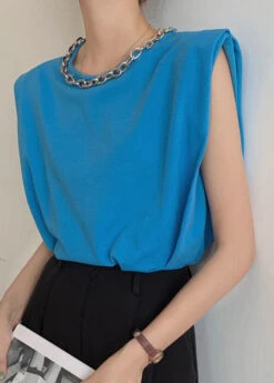 Fine White Metal Necklace Original Design Cotton Tank Sleeveless LY2617 -Ada Fashion Fine White Metal Necklace Original Design Cotton Tank Sleeveless4