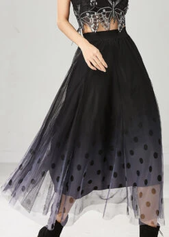 Fitted Black Gradient Color Tulle A Line Skirts Summer YU1015 -Ada Fashion Fitted Black Gradient Color Tulle A Line Skirts Summer3