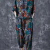 Fitted Grey Hooded Floral Print Cotton Two Piece Set Summer LY7069 -Ada Fashion Fitted Grey Hooded Floral Print Cotton Two Piece Set Summer1