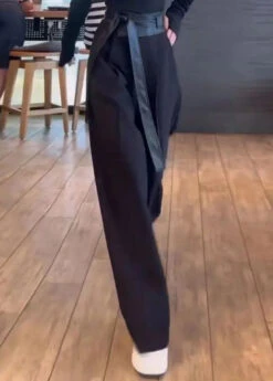 French Black LaceUp Pocket Shigh Waist Patchwork Cotton Pants Fall LY9069 9 French Black LaceUp Pocket Shigh Waist Patchwork Cotton Pants Fall LY9069 -Ada Fashion French Black LaceUp Pocket Shigh Waist Patchwork Cotton Pants Fall Ada Fashion 153066546