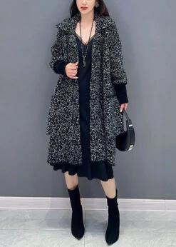 French Black Peter Pan Collar Pockets Mink Hair Knitted Coats Fall ML1509 -Ada Fashion French Black Peter Pan Collar Pockets Mink Hair Knitted Coats Fall3