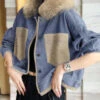 French Blue Fur Collar Button Patchwork Cotton Coats Winter LY9704 -Ada Fashion French Blue Fur Collar Button Patchwork Cotton Coats Winter1