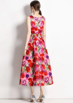 French Floral Print Wrinkled Patchwork Chiffon A Line Skirts Sleeveless LY7454 -Ada Fashion French Floral Print Wrinkled Patchwork Chiffon A Line Skirts Sleeveless5