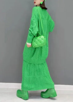 Knit Sweaters And Skirts Two Piece Set Outfits Fall 11 Knit Sweaters And Skirts Two Piece Set Outfits Fall -Ada Fashion French Green V Neck Knit Sweaters And Skirts Two Piece Set Outfits Fall Ada Fashion 177295036