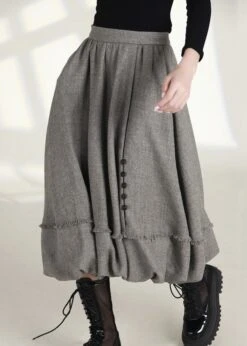 French Grey Zippered Pockets High Waist Cotton Skirts Spring AS1006 -Ada Fashion French Grey Zippered Pockets High Waist Cotton Skirts Spring4 f1425235 567e 4a28 84a5 c05423e010f0