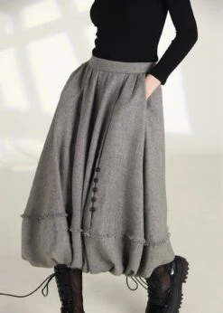 French Grey Zippered Pockets High Waist Cotton Skirts Spring AS1006 -Ada Fashion French Grey Zippered Pockets High Waist Cotton Skirts Spring5 3c28500e cbc7 4c77 8caf 0402751945bd