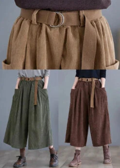 French Khaki Oversized Pockets Corduroy Pants Fall LY8660 -Ada Fashion French Khaki Oversized Pockets Corduroy Pants Fall Ada Fashion 151389313
