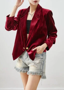 French Double Breast Silk Velour Coat