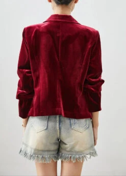 French Double Breast Silk Velour Coat -Ada Fashion French Mulberry Double Breast Silm Fit Silk Velour Coat Fall Ada Fashion 176253563