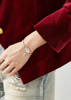 French Double Breast Silk Velour Coat -Ada Fashion French Mulberry Double Breast Silm Fit Silk Velour Coat Fall Ada Fashion 176253683