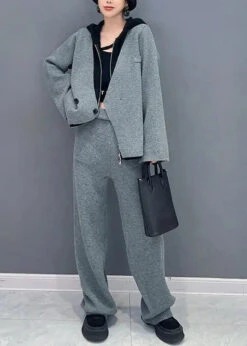 Hooded Tops And Pants Woolen Two Piece Set Fall -Ada Fashion French Rose Hooded Tops And Pants Woolen Two Piece Suit Set Fall Ada Fashion 177299271