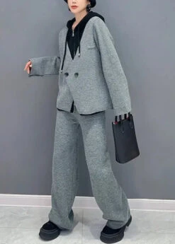 Hooded Tops And Pants Woolen Two Piece Set Fall -Ada Fashion French Rose Hooded Tops And Pants Woolen Two Piece Suit Set Fall Ada Fashion 177299438