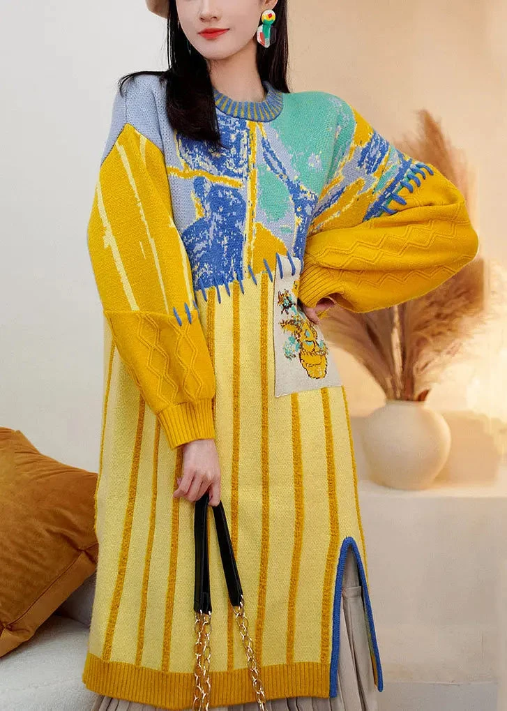 Side Open Knit Sweaters Dress Winter 3 Side Open Knit Sweaters Dress Winter