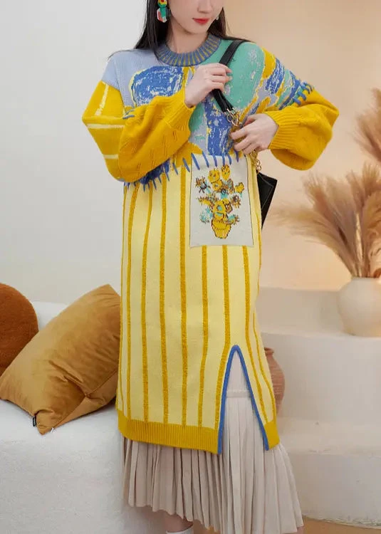 Side Open Knit Sweaters Dress Winter 4 Side Open Knit Sweaters Dress Winter - Image 2