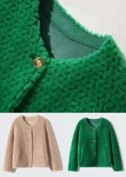 Green Pockets Patchwork Wool Coats O Neck Button Winter ML1159 11 Green Pockets Patchwork Wool Coats O Neck Button Winter ML1159 -Ada Fashion Green Pockets Patchwork Wool Coats O Neck Button Winter Ada Fashion 165073431