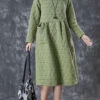 Green Warm Fine Cotton Filled Holiday Dress Winter ML1819 -Ada Fashion Green Warm Fine Cotton Filled Holiday Dress Winter1